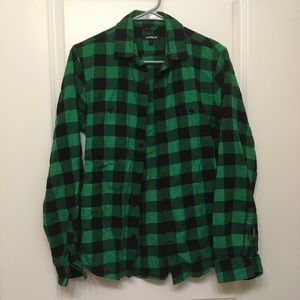 Express Green Plaid Light Flannel
